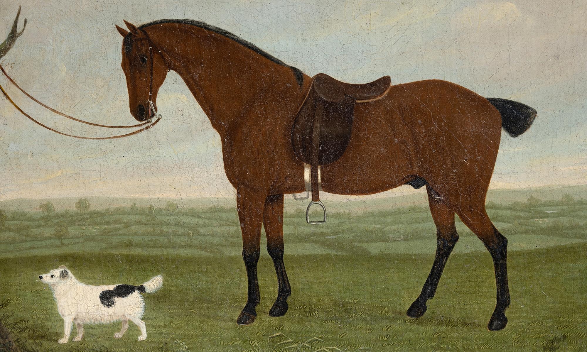 18th Century and Earlier Naive Portrait of a Saddled Bay Horse, England circa 1790