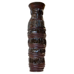 Vase à hélice scandinave naïf en grès émaillé, 1970