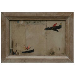 Naive Scene of Aeroplane, Light Boat and City Landscape by Huw Griffith