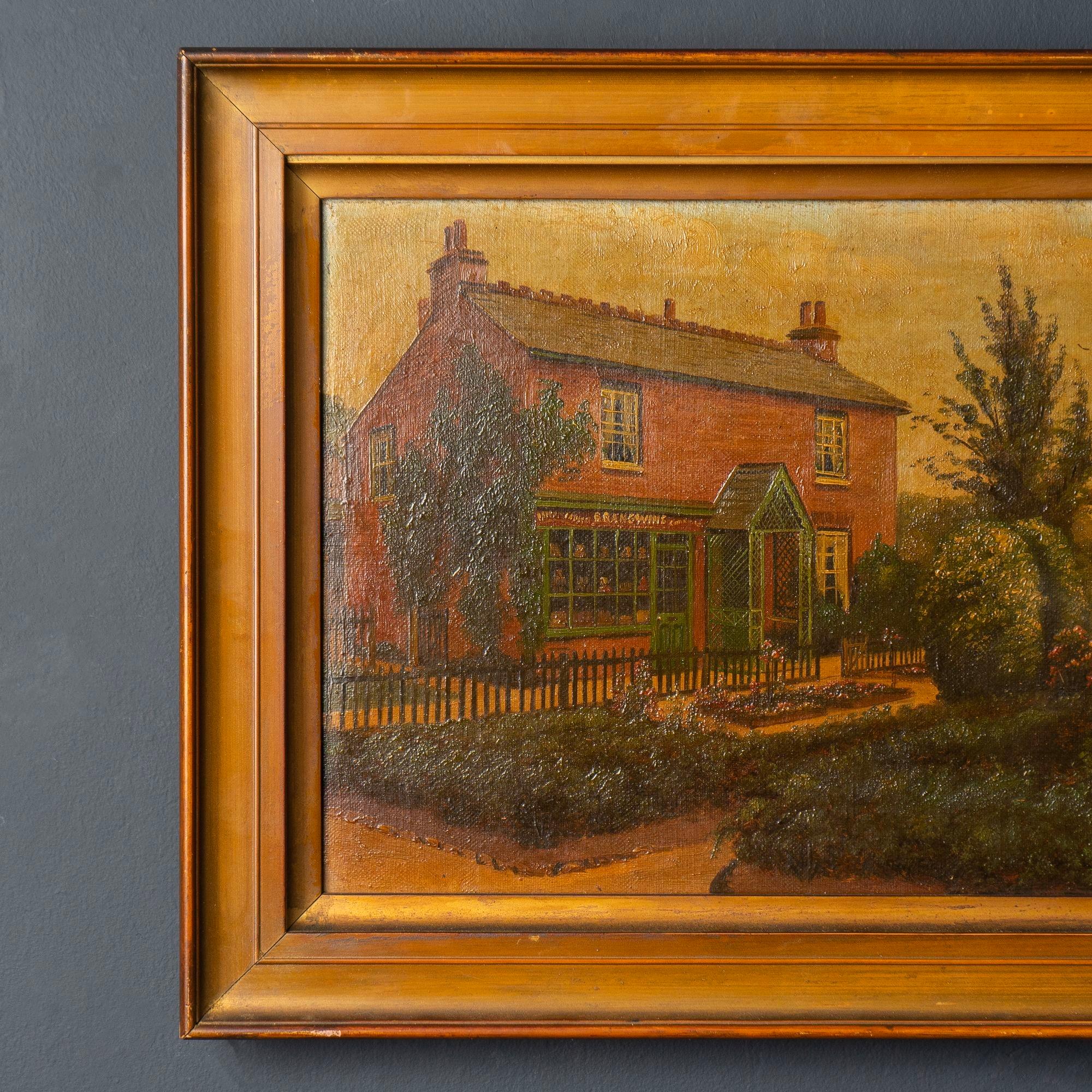 Naive School, Antique Oil Depicting Brangwins General Store, Early 29th Century 1