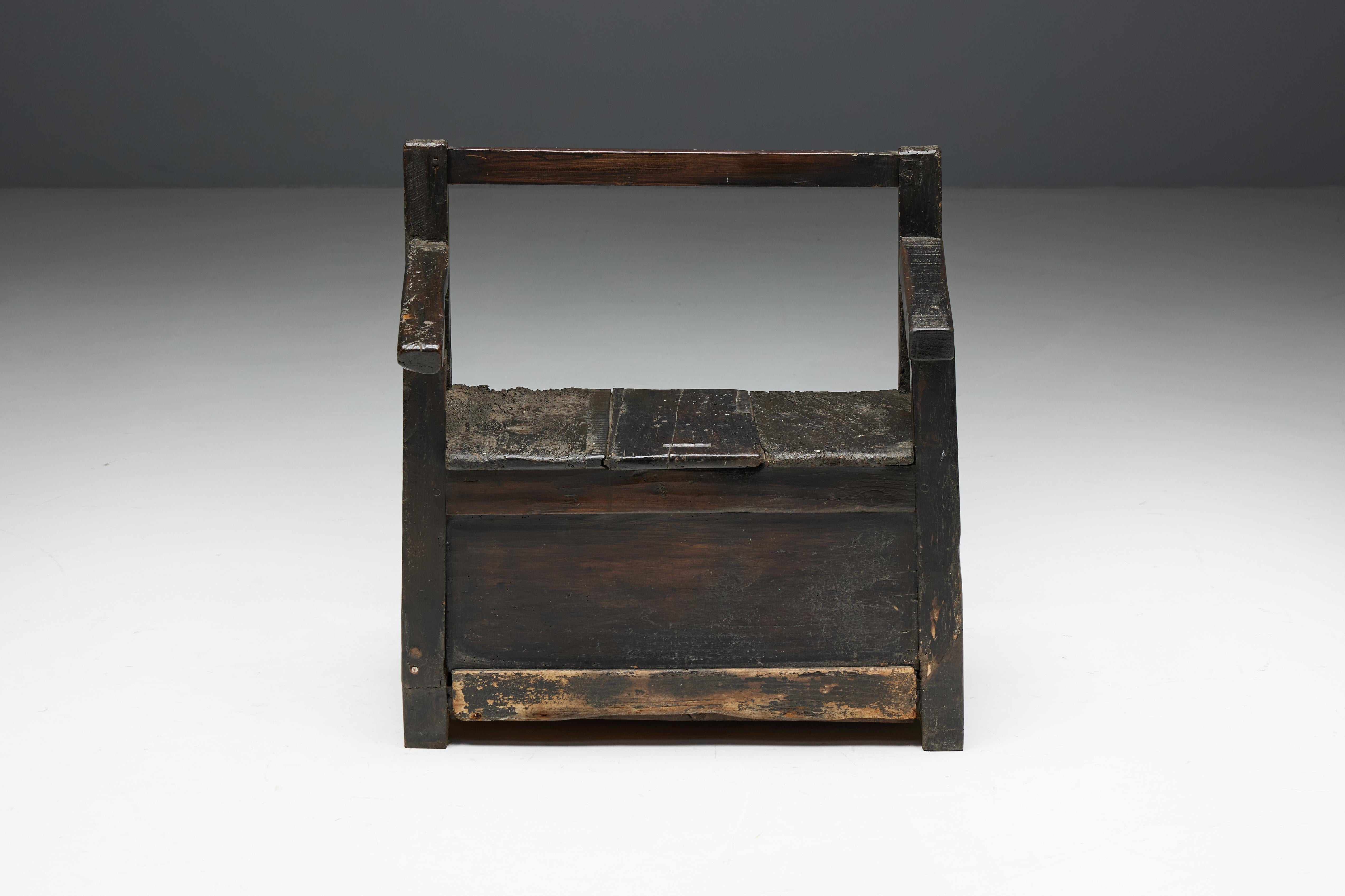 French Naive Wabi Sabi Bench, France, 19th Century For Sale
