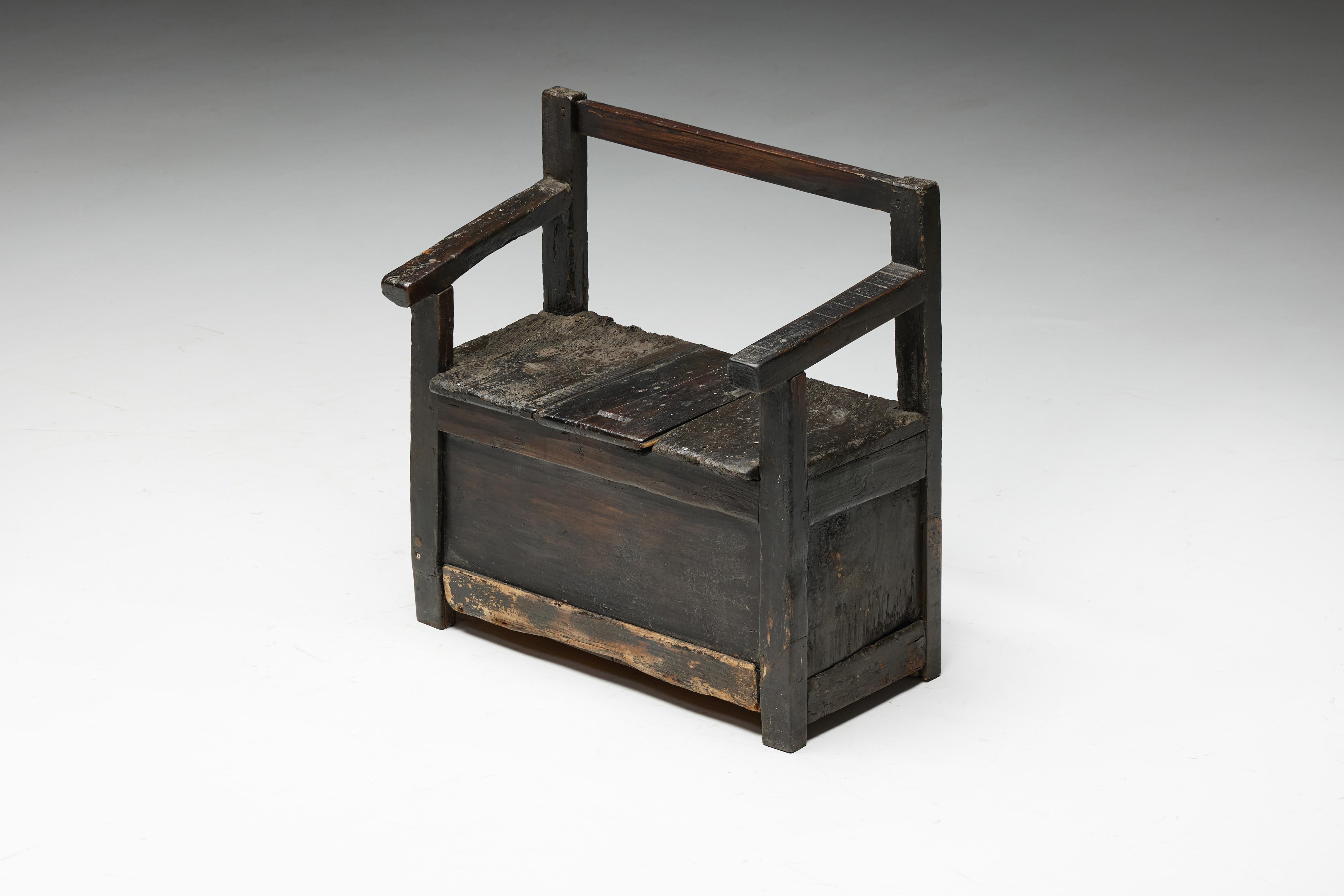 Wood Naive Wabi Sabi Bench, France, 19th Century For Sale