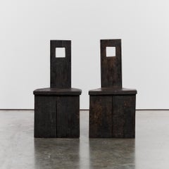 Naive Wabi Sabi Handmade Ebonised Statement Dining Chairs