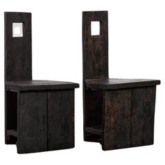 Naive Wabi Sabi Handmade Ebonised Statement Dining Chairs