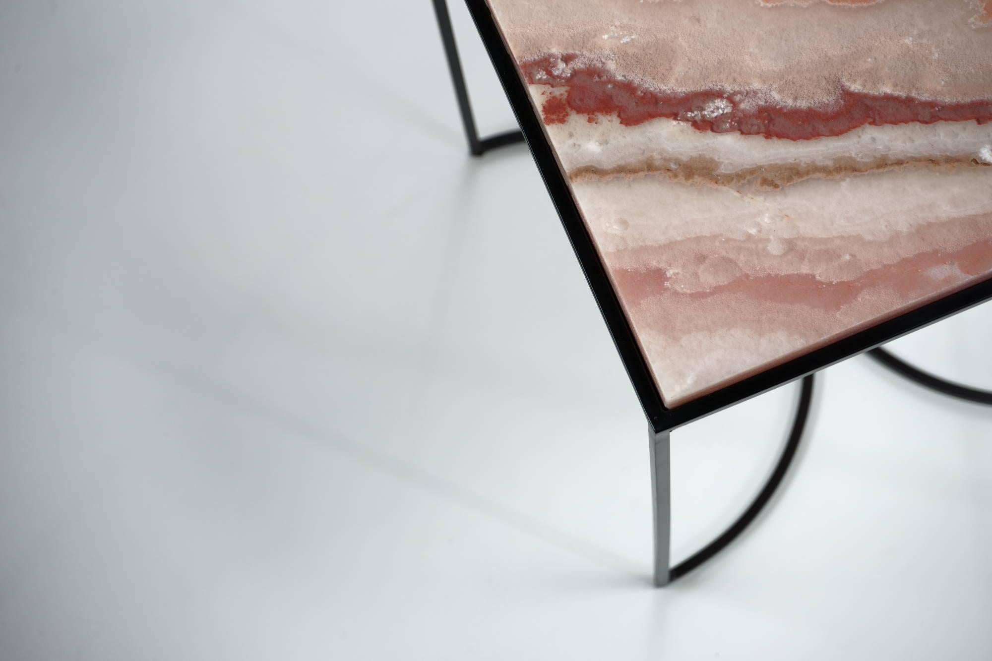 Minimalist Naivee - Pink Onyx Side Table For Sale