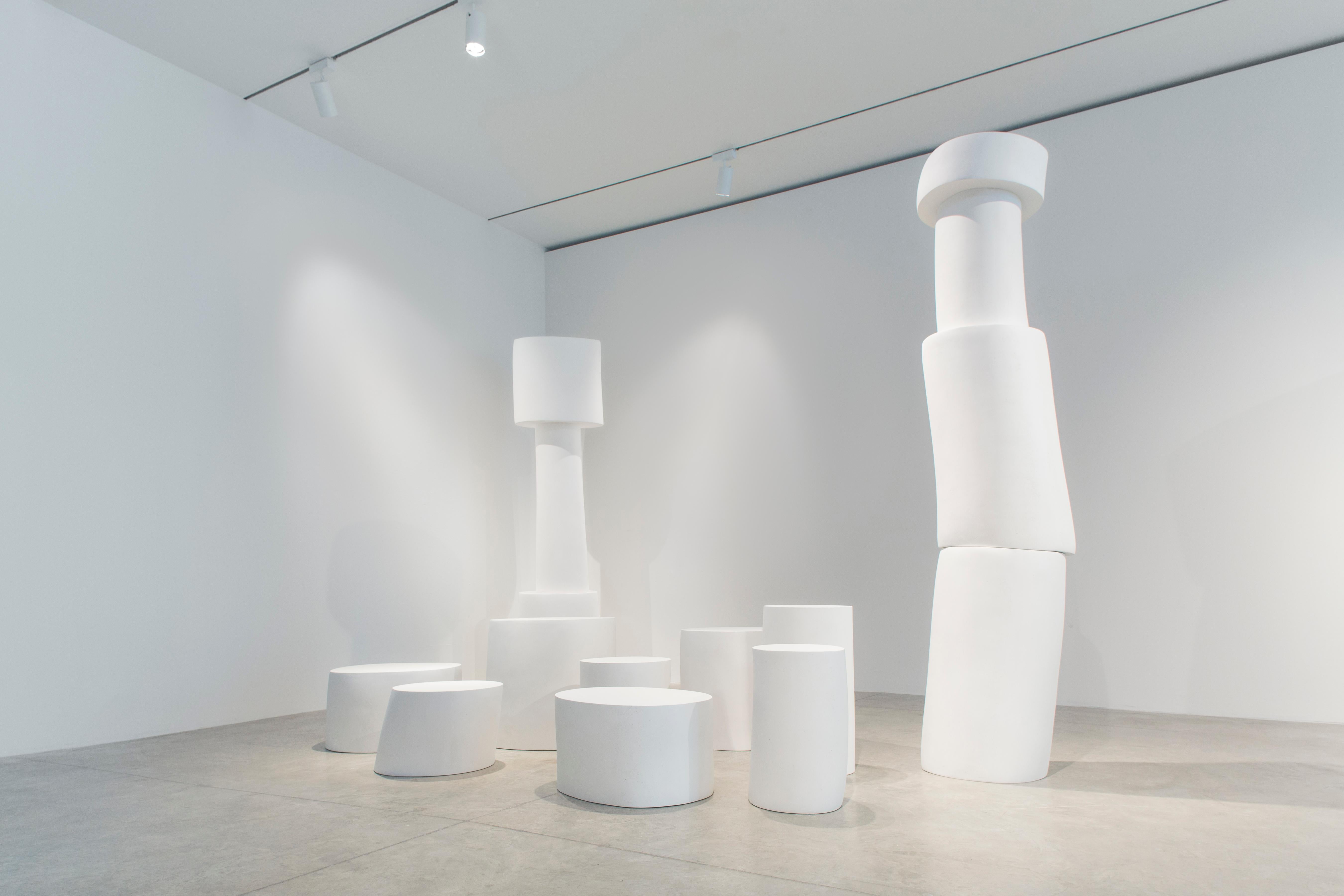 Najla El Zein, Fragment 04, White Stool, Plaster Sand, 2018 In New Condition In New York, NY