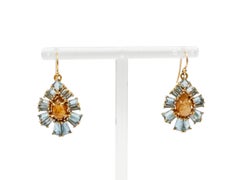 Nak Armstrong Aquamarine 20K Rose Gold Ruffled Teardrop Pleated Drop Earrings