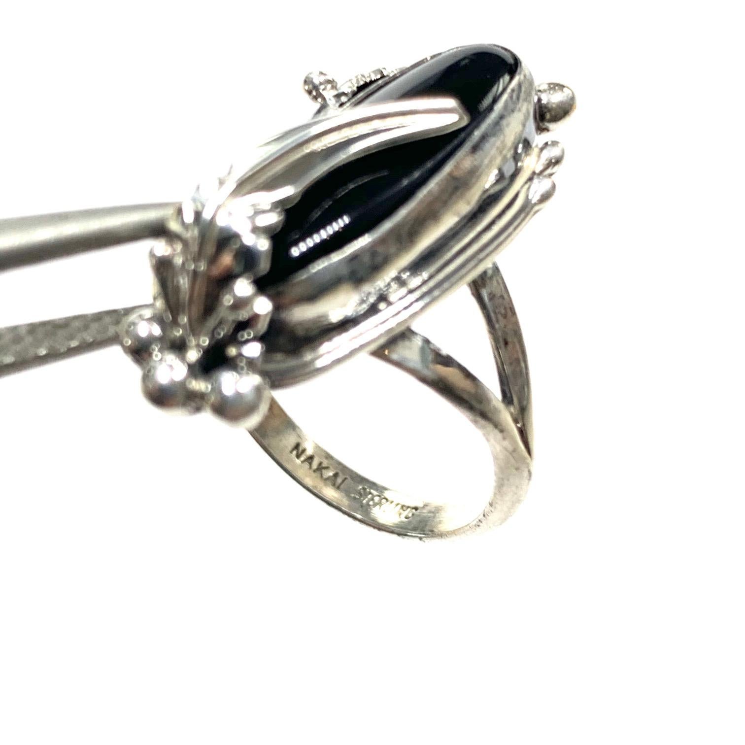 Navajo Sterling Silber 6 Gr Onyx Ring von NAKAI Estate CCRS9 1