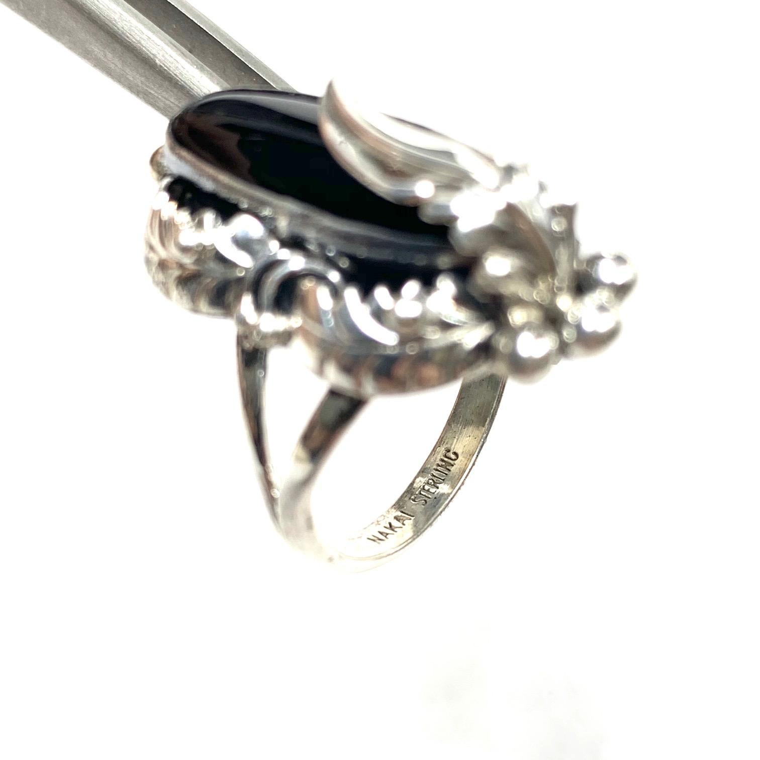 Navajo Sterling Silber 6 Gr Onyx Ring von NAKAI Estate CCRS9 3