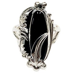 Navajo Sterling Silver 6 Gr Onyx Ring By NAKAI Estate CCRS9