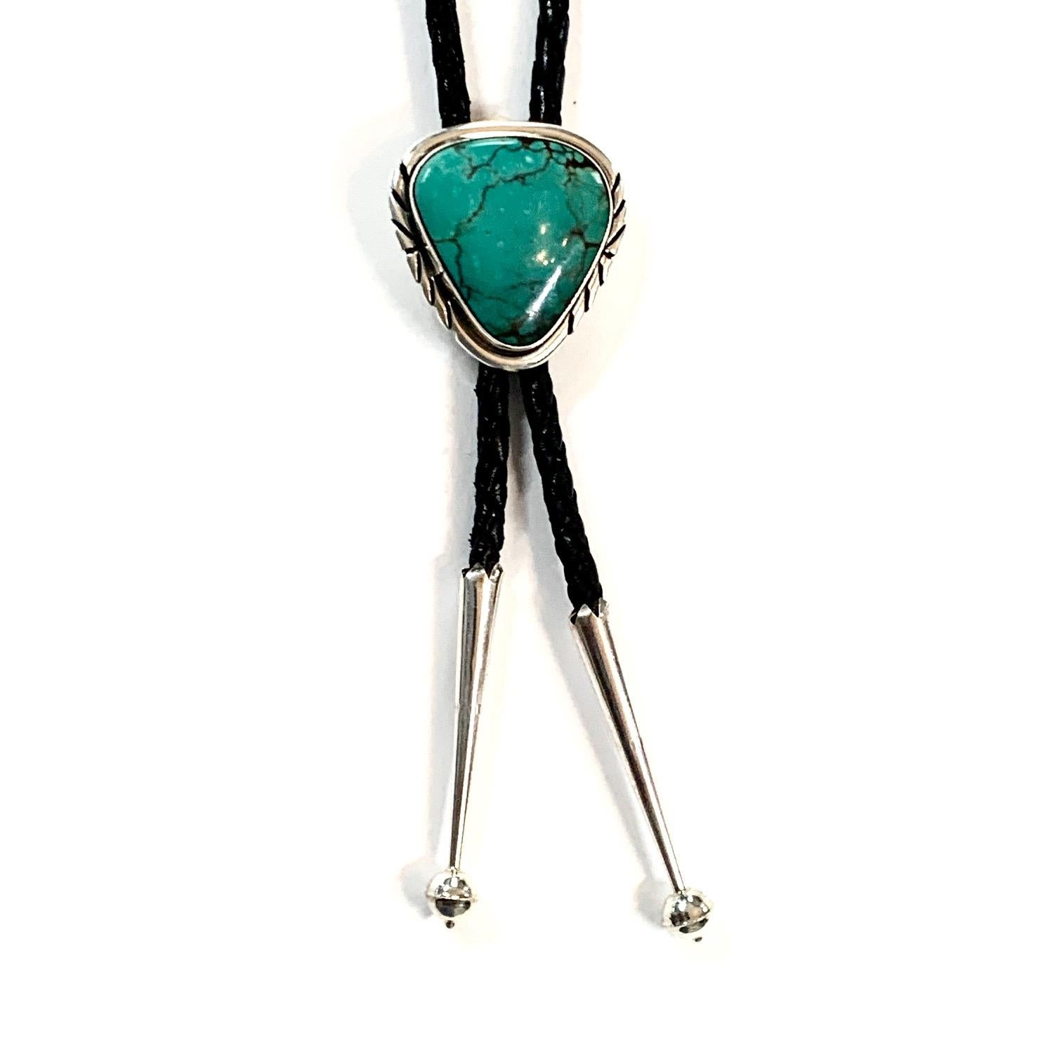 Heart Cut Navajo Sterling Turquoise Bolo Jewelry By Nakai Estate CCBOLO11