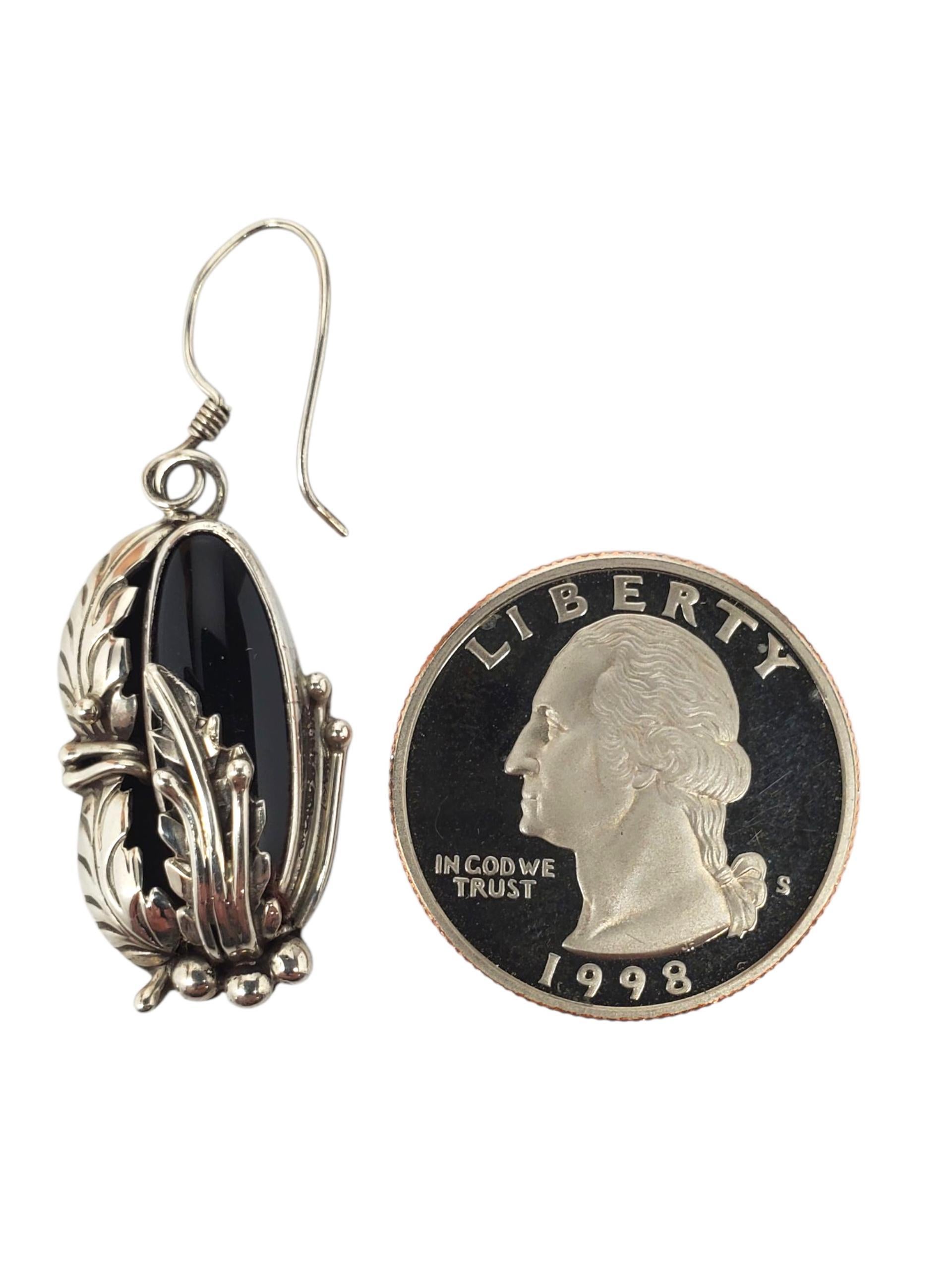 Orecchini Nakai in argento sterling con onice dei nativi americani #22465 In condizioni buone in vendita a Washington Depot, CT