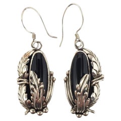 Nakai Sterling Silver Native American Onyx Earrings #22465