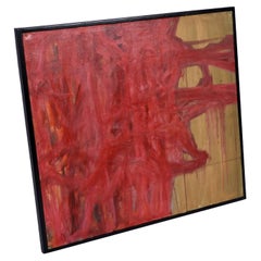 Nakamura 1969 Red and Gold Ochre Abstract Expressionist Color Field Painting