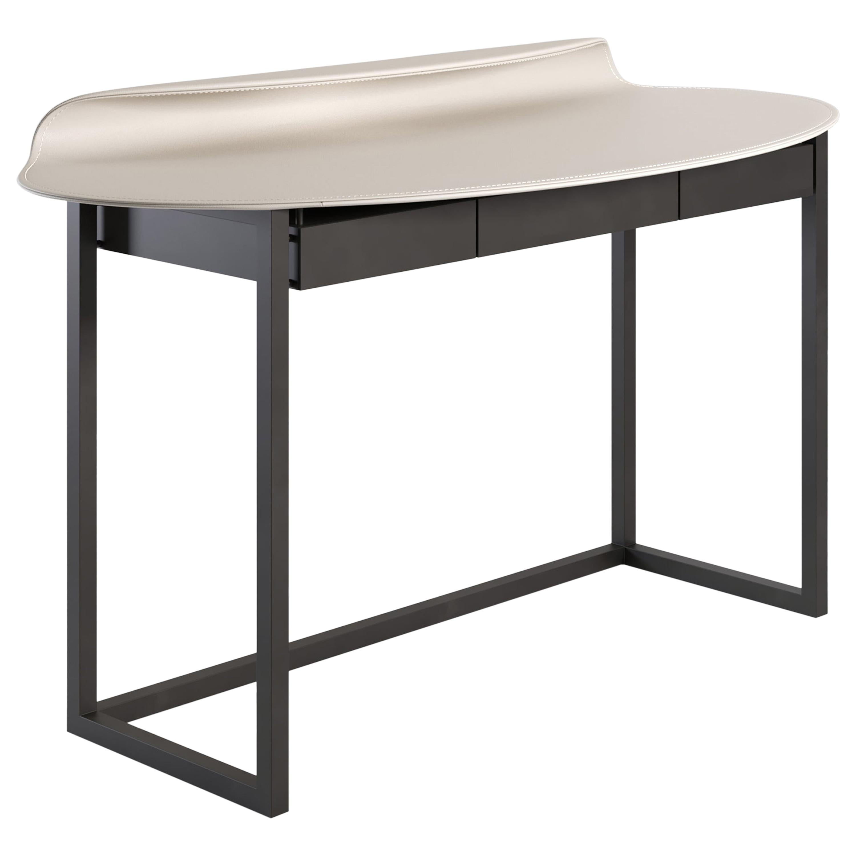 Nakamura Contemporary Desk in Metal and Leather