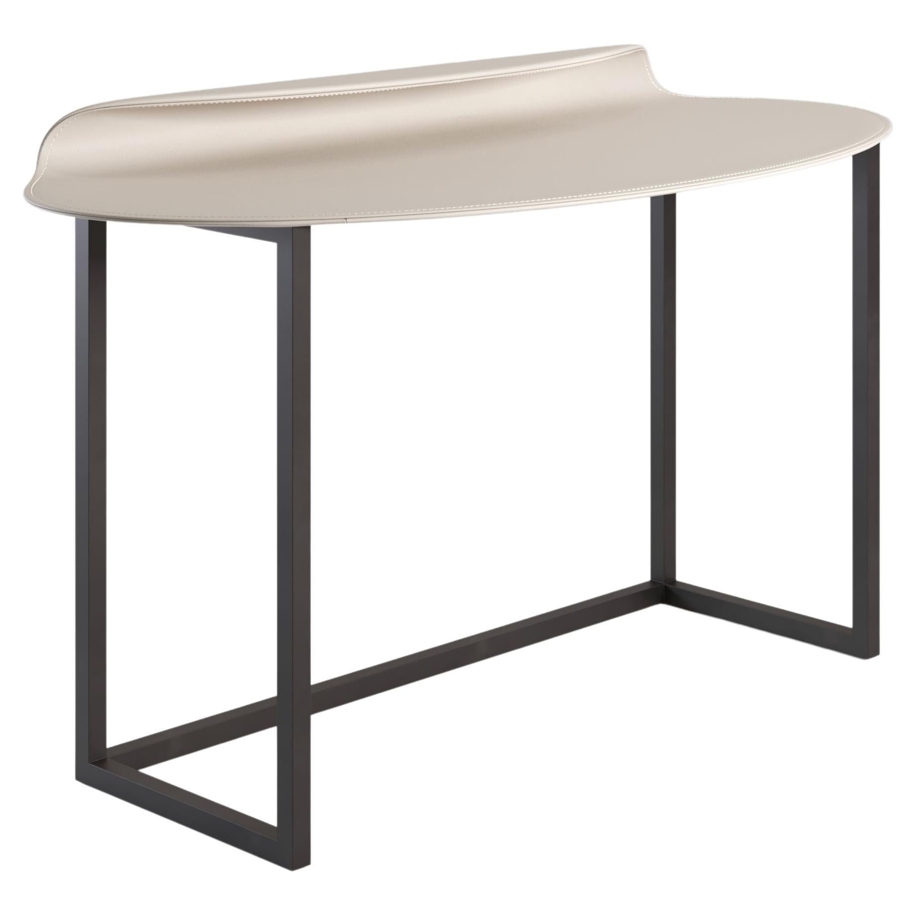 Nakamura Contemporary Desk in Metal and Leather For Sale