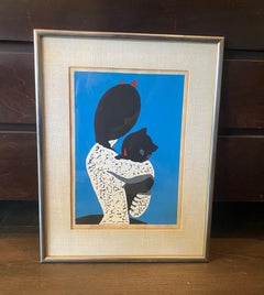 Nakao Yoshitaka Signed Japanese Woodblock Print The Black Cat (Devilish Girl)