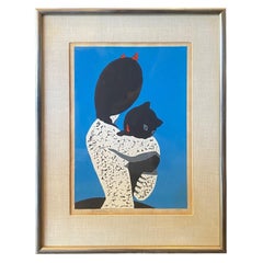 Nakao Yoshitaka Signed Japanese Woodblock Print The Black Cat (Devilish Girl)