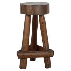 Rustic Bar Stool with Live Edge Tree Trunk Seat