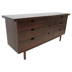 Nakashima Studio Styled Mid Century Walnut 9 Drawer Dresser Chest