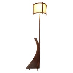 Lampadaire en noyer noir de style Nakashima, Organic Modern Design, années 1980