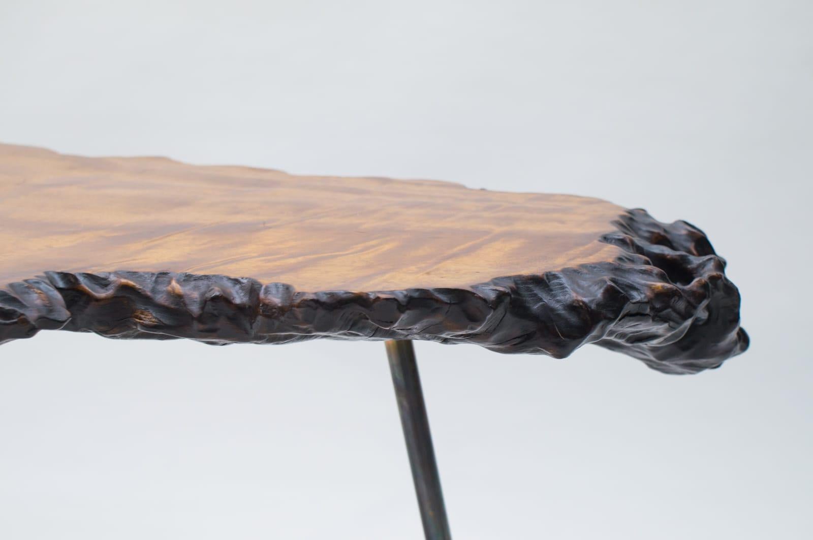 Nakashima Style Burl Wood Tripod Side Table For Sale 5