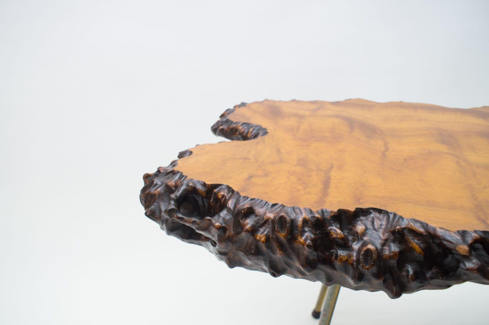 Nakashima Style Burl Wood Tripod Side Table For Sale 6