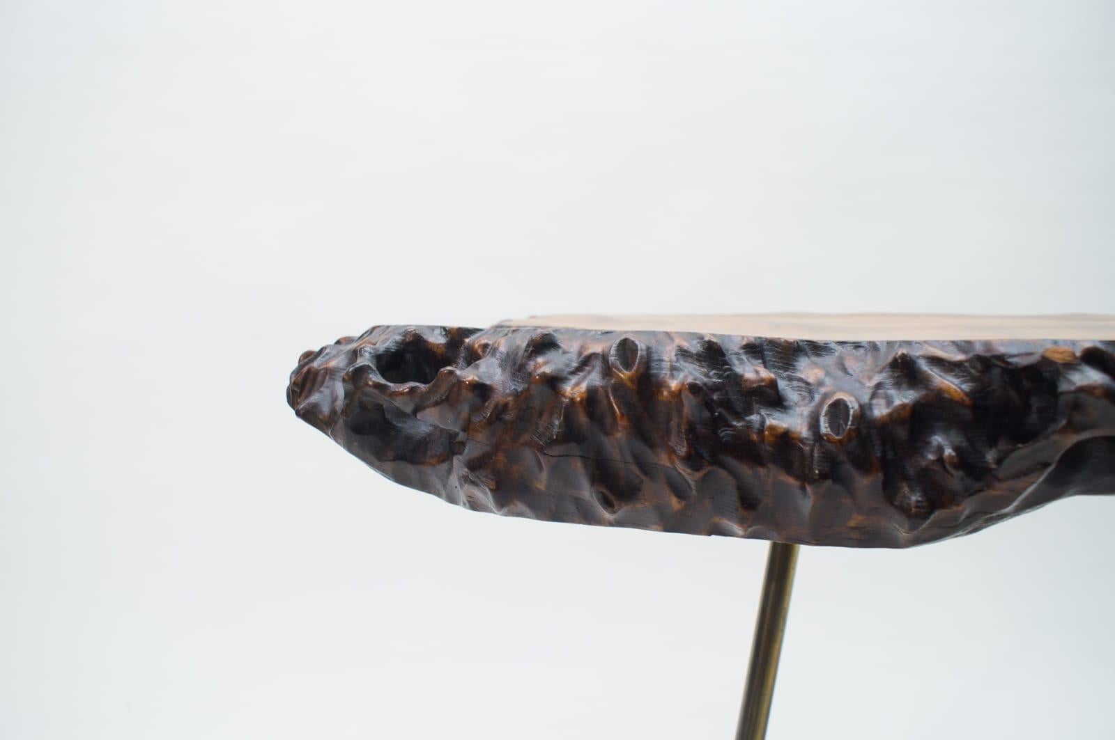 Mid-20th Century Nakashima Style Burl Wood Tripod Side Table For Sale