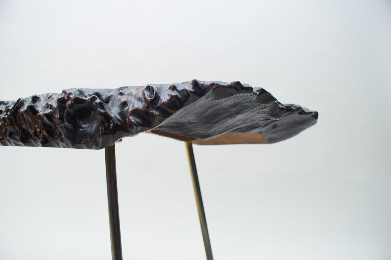 Nakashima Style Burl Wood Tripod Side Table For Sale 1