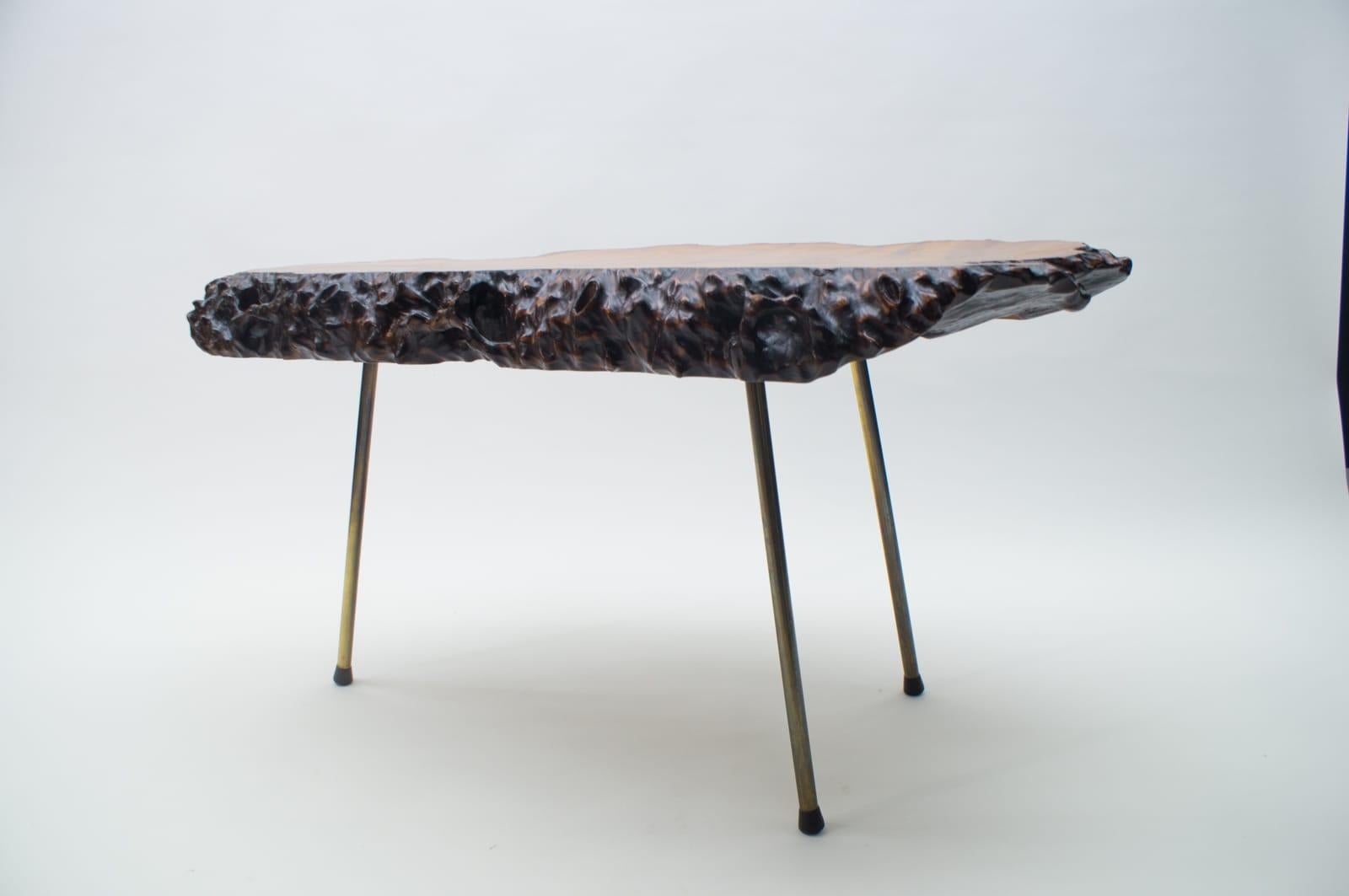 Nakashima Style Burl Wood Tripod Side Table For Sale 2