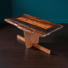 Nakashima Style Custom Made Heart of Pine Live Edge Rustic Coffee Table