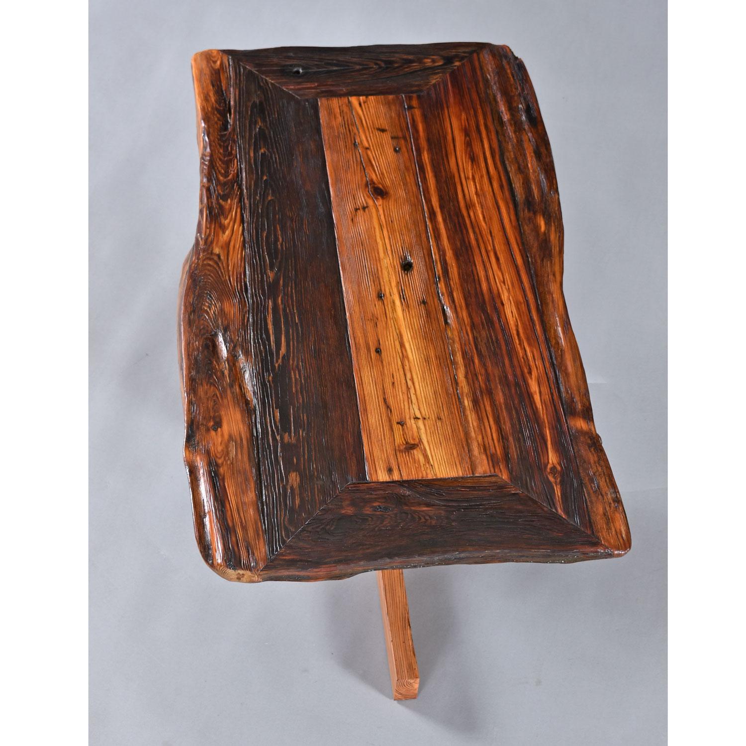 American Nakashima Style Custom Made Heart of Pine Live Edge Rustic Coffee Table For Sale