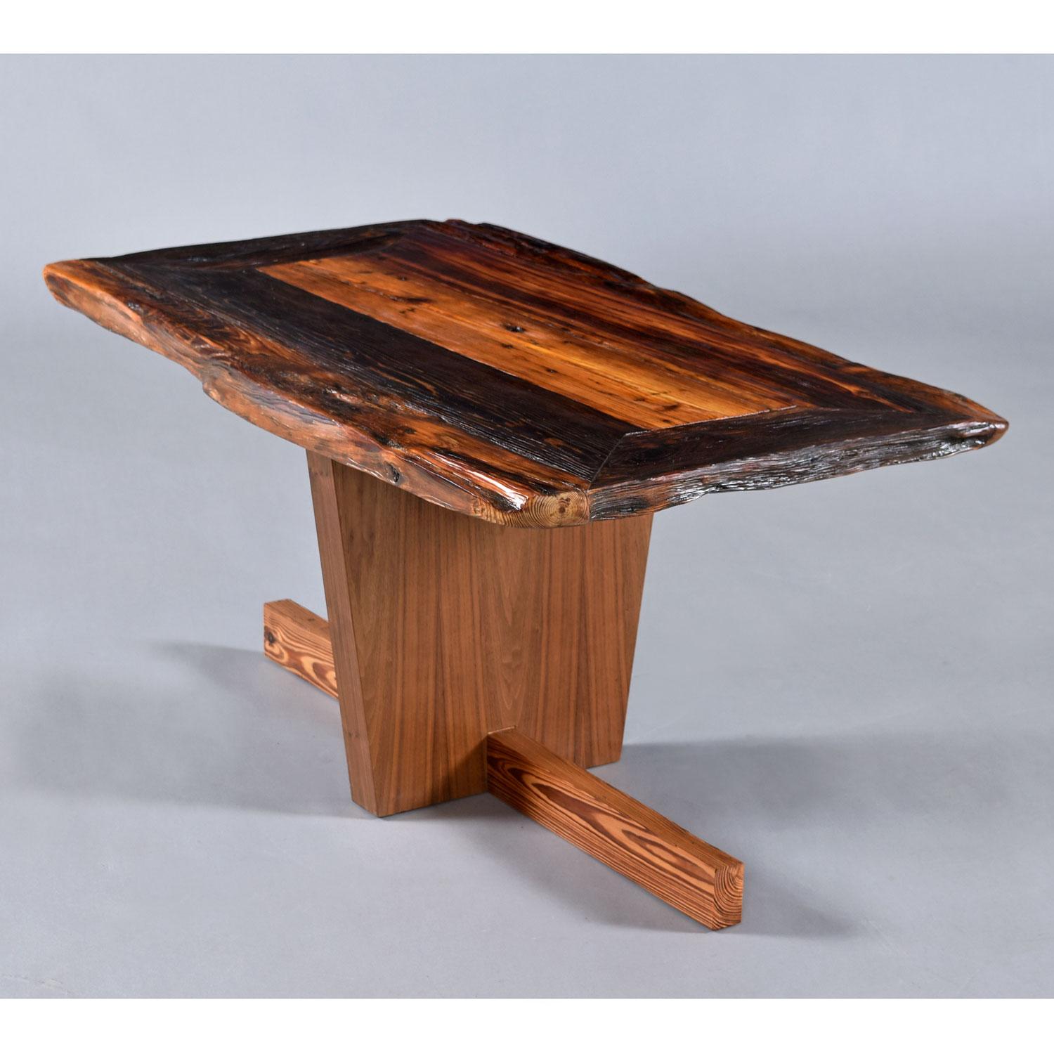Nakashima Style Custom Made Heart of Pine Live Edge Rustic Coffee Table For Sale 2