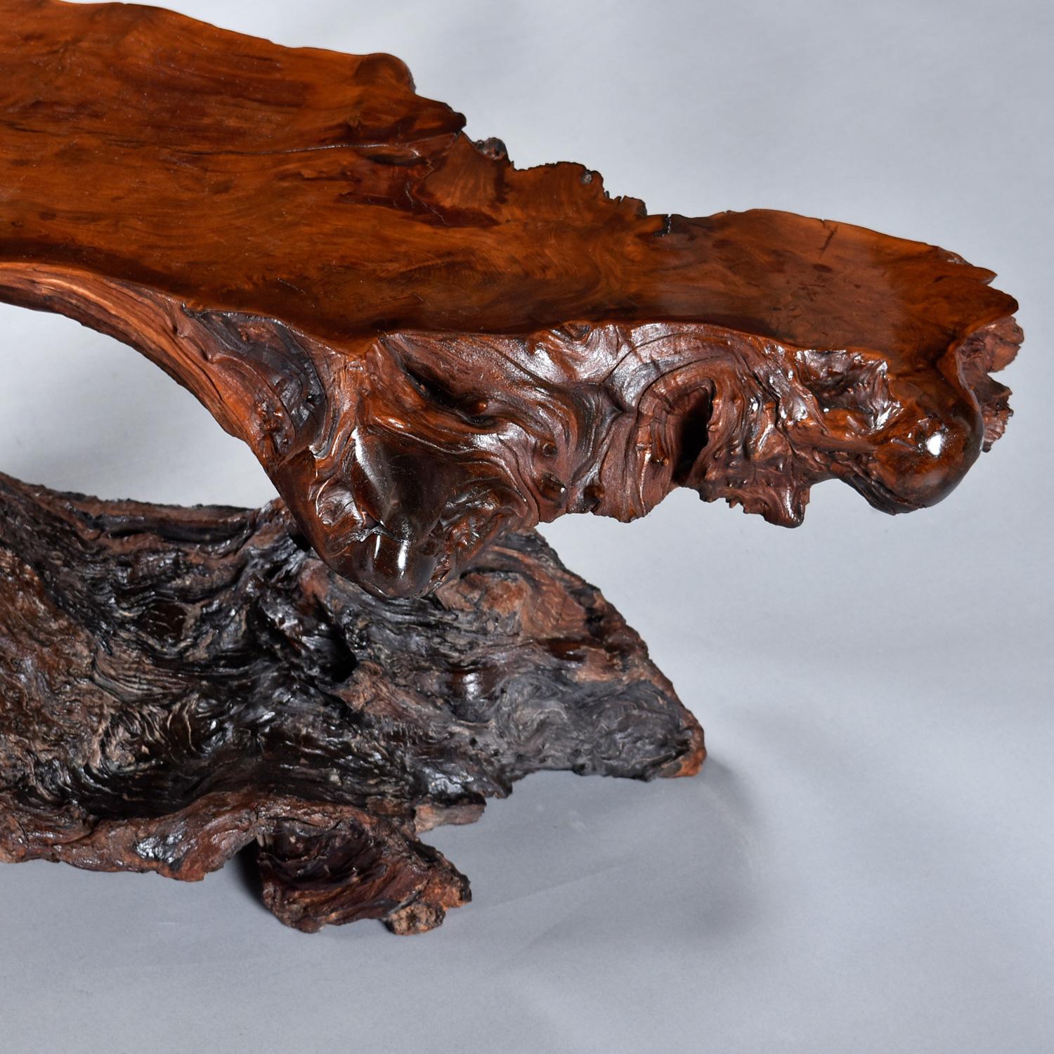 Nakashima Style Live Edge Redwood Burl Root Stump Slab Coffee Table For Sale 10