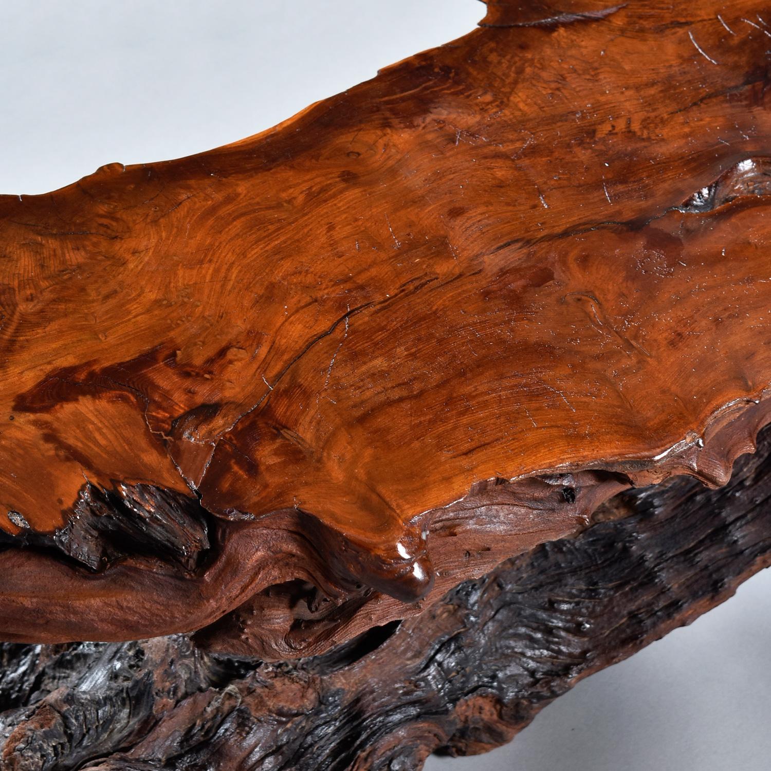 Nakashima Style Live Edge Redwood Burl Root Stump Slab Coffee Table For Sale 12