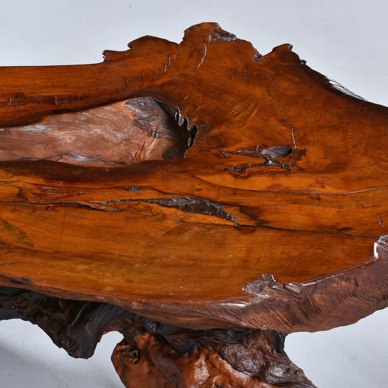 Nakashima Style Live Edge Redwood Burl Root Stump Slab Coffee Table For Sale 13