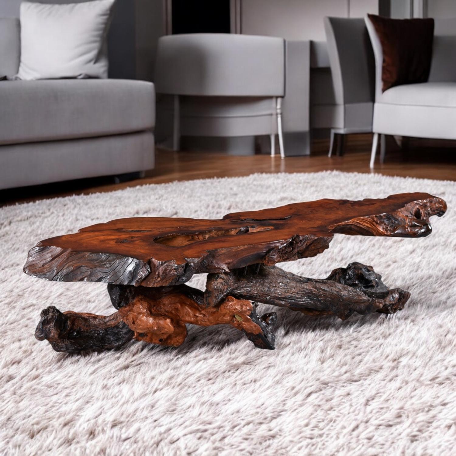 Nakashima Style Live Edge Redwood Burl Root Stump Slab Coffee Table For Sale 6