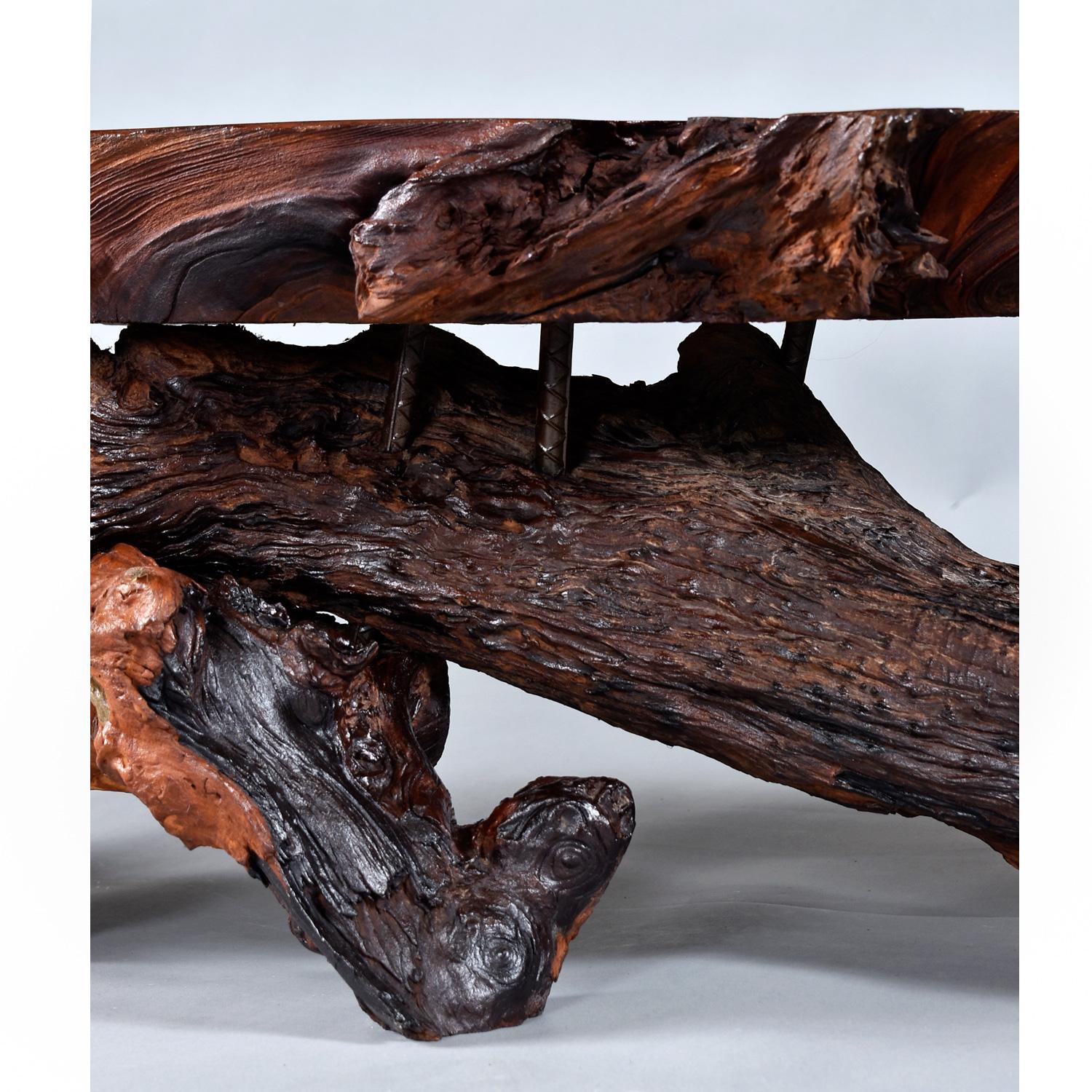 Nakashima Style Live Edge Redwood Burl Root Stump Slab Coffee Table For Sale 2