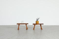 Nakashima Style Live Edge Slab Side Tables or Stools, Pair