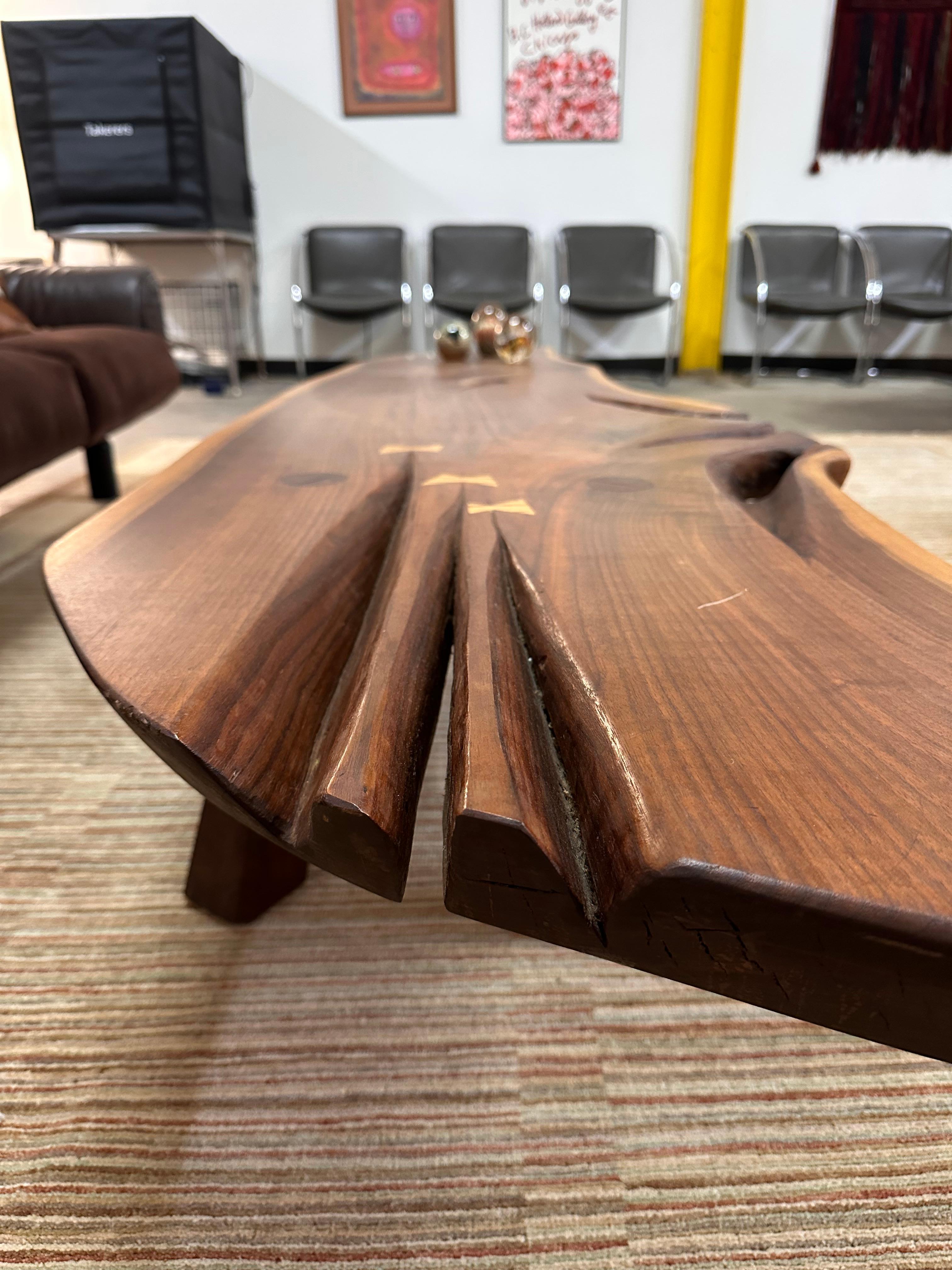 Nakashima Style Live Edge Walnut Slab Coffee Table For Sale 2