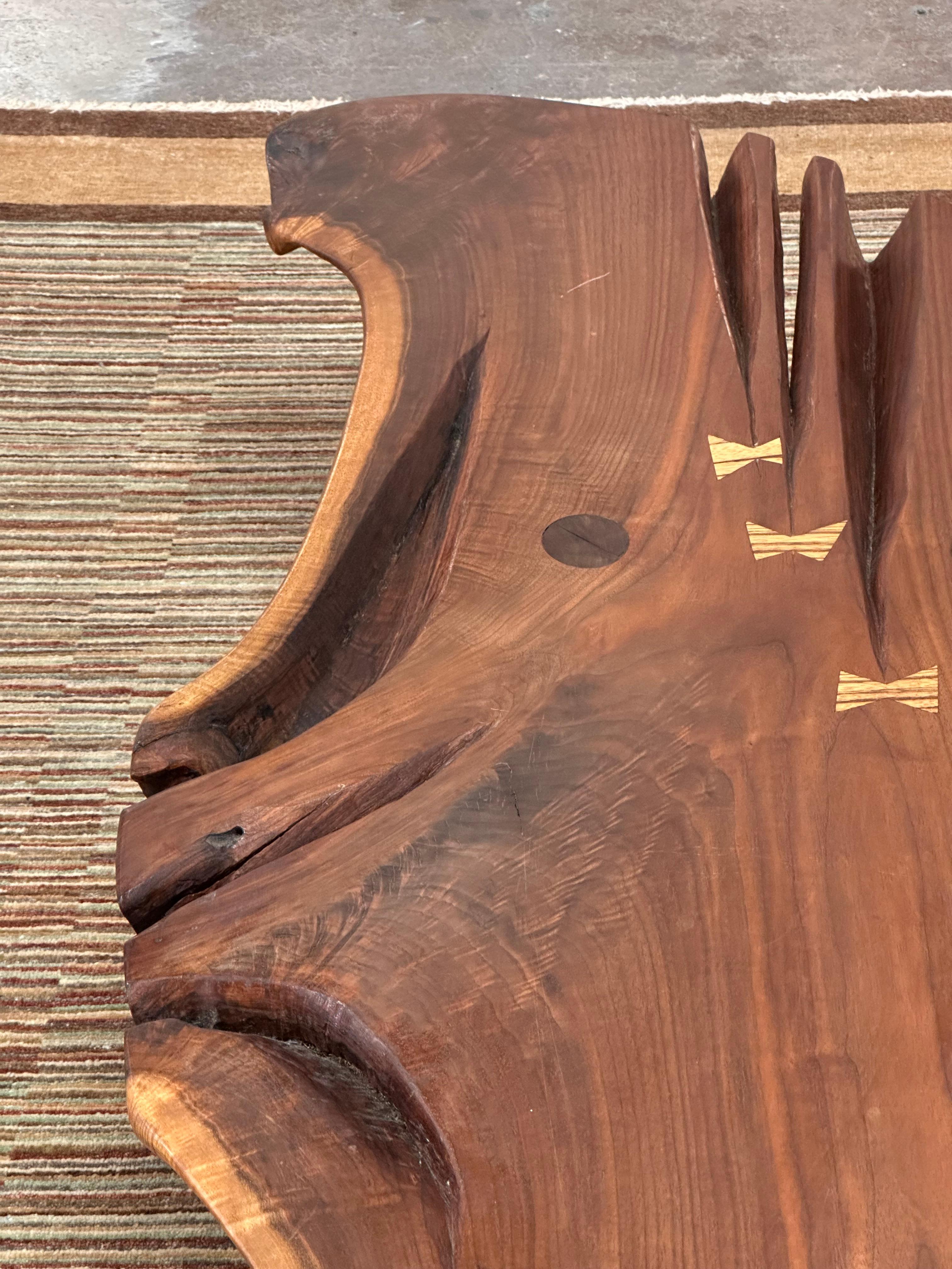 Nakashima Style Live Edge Walnut Slab Coffee Table For Sale 3