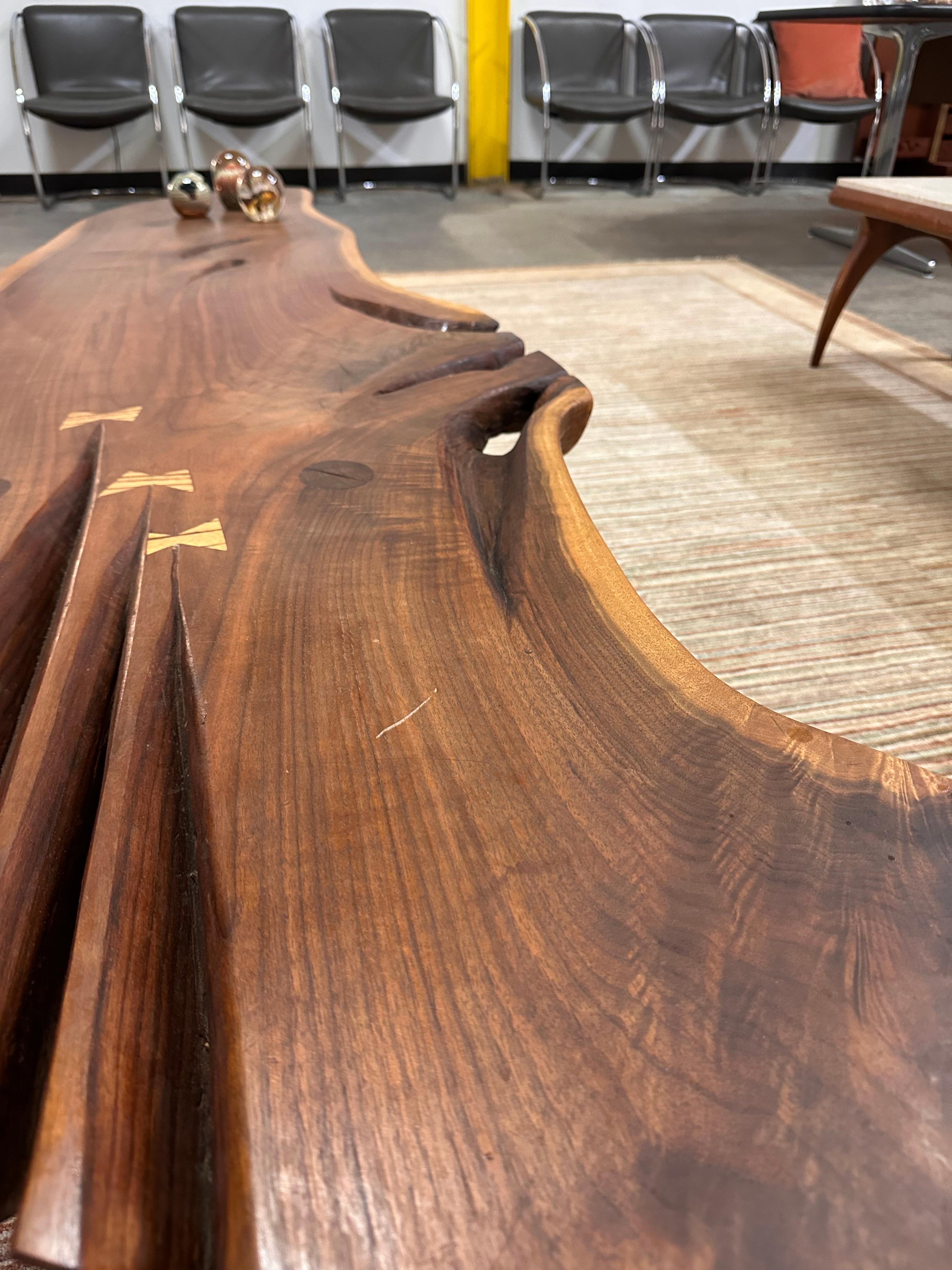 Nakashima Style Live Edge Walnut Slab Coffee Table For Sale 5