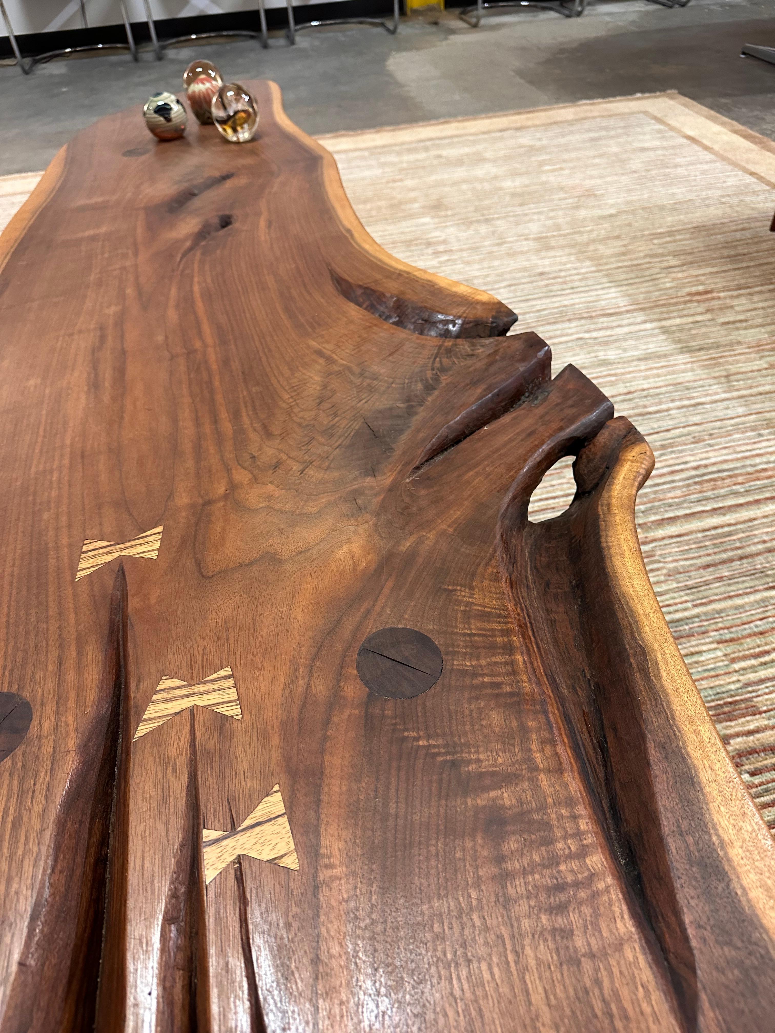 Nakashima Style Live Edge Walnut Slab Coffee Table For Sale 6
