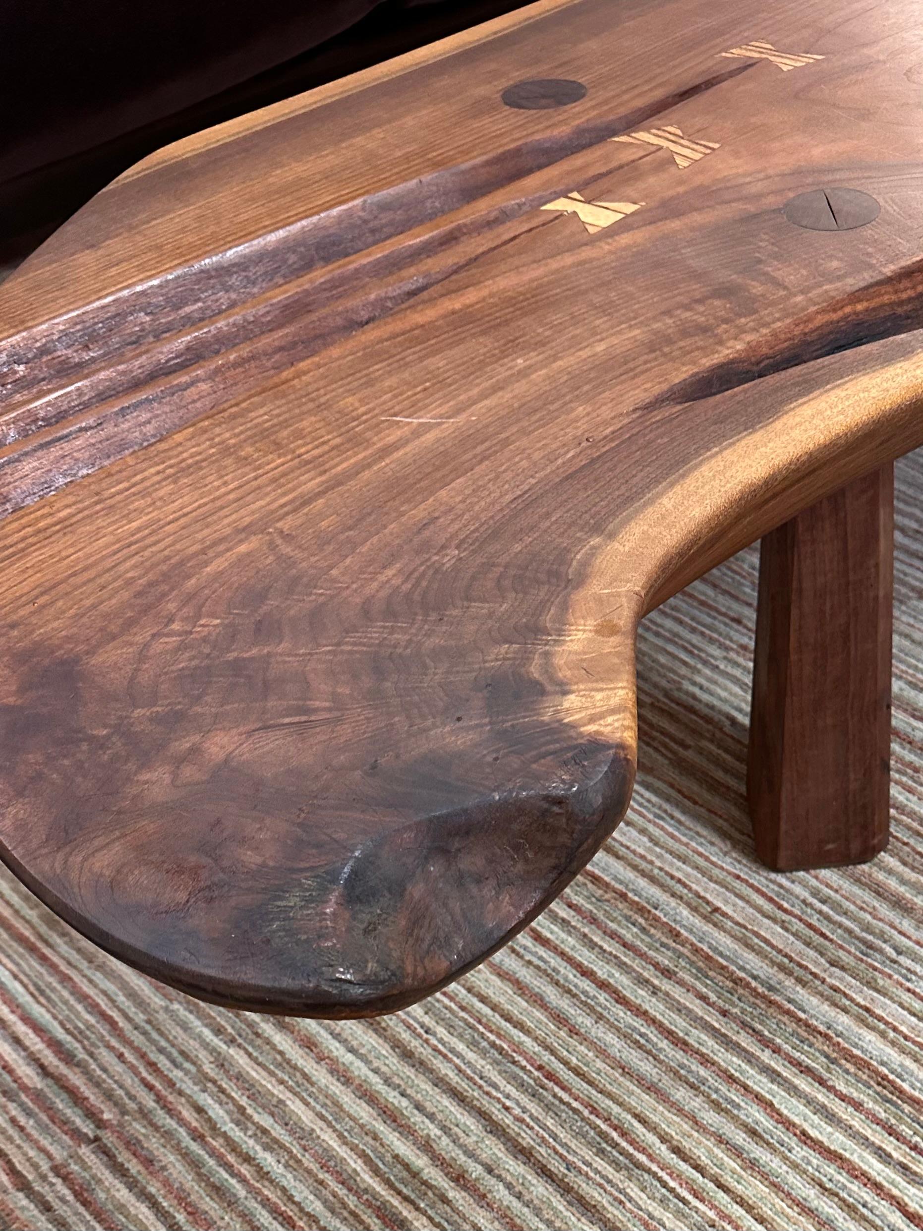 Nakashima Style Live Edge Walnut Slab Coffee Table For Sale 7