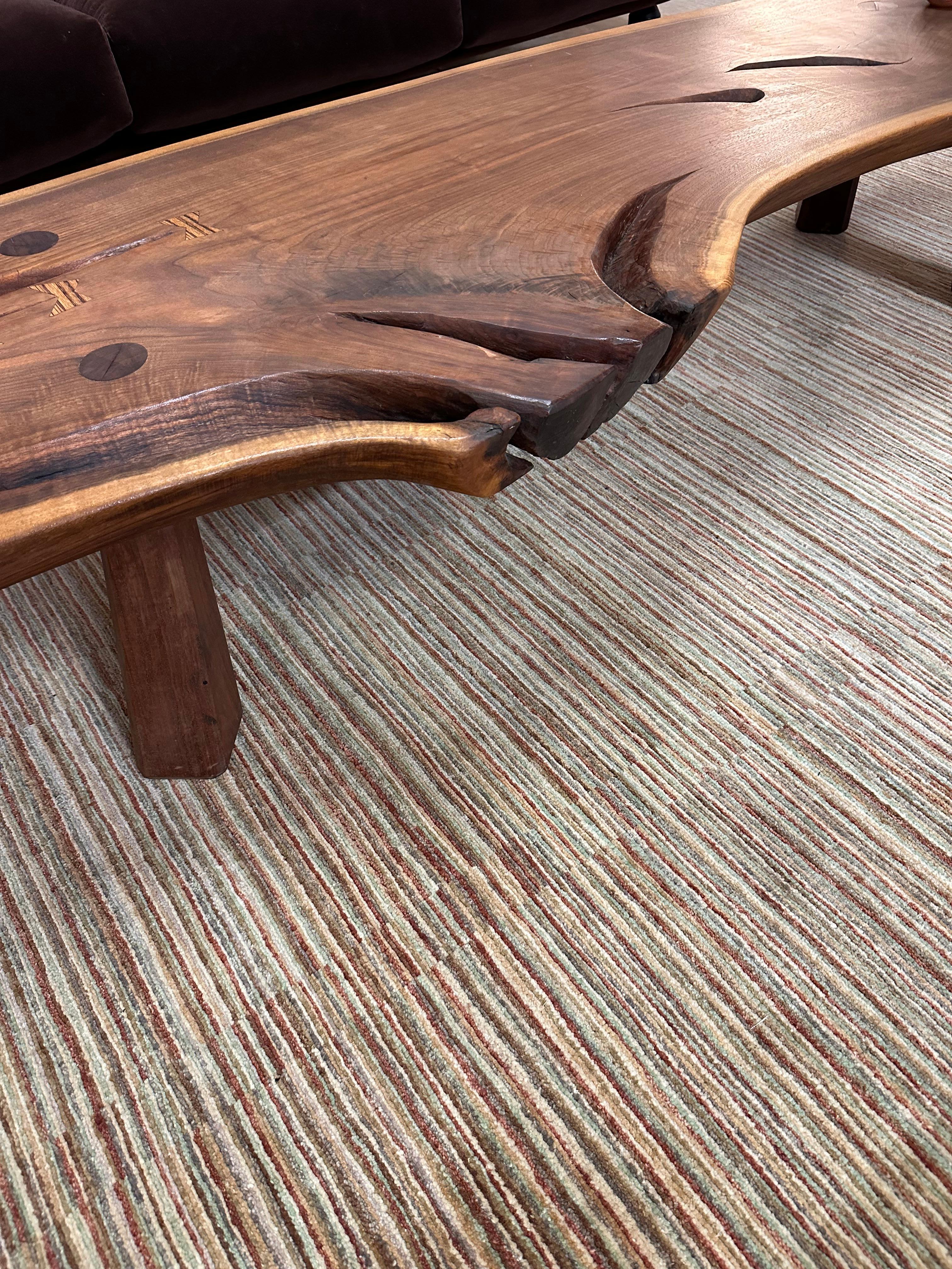 Nakashima Style Live Edge Walnut Slab Coffee Table For Sale 8