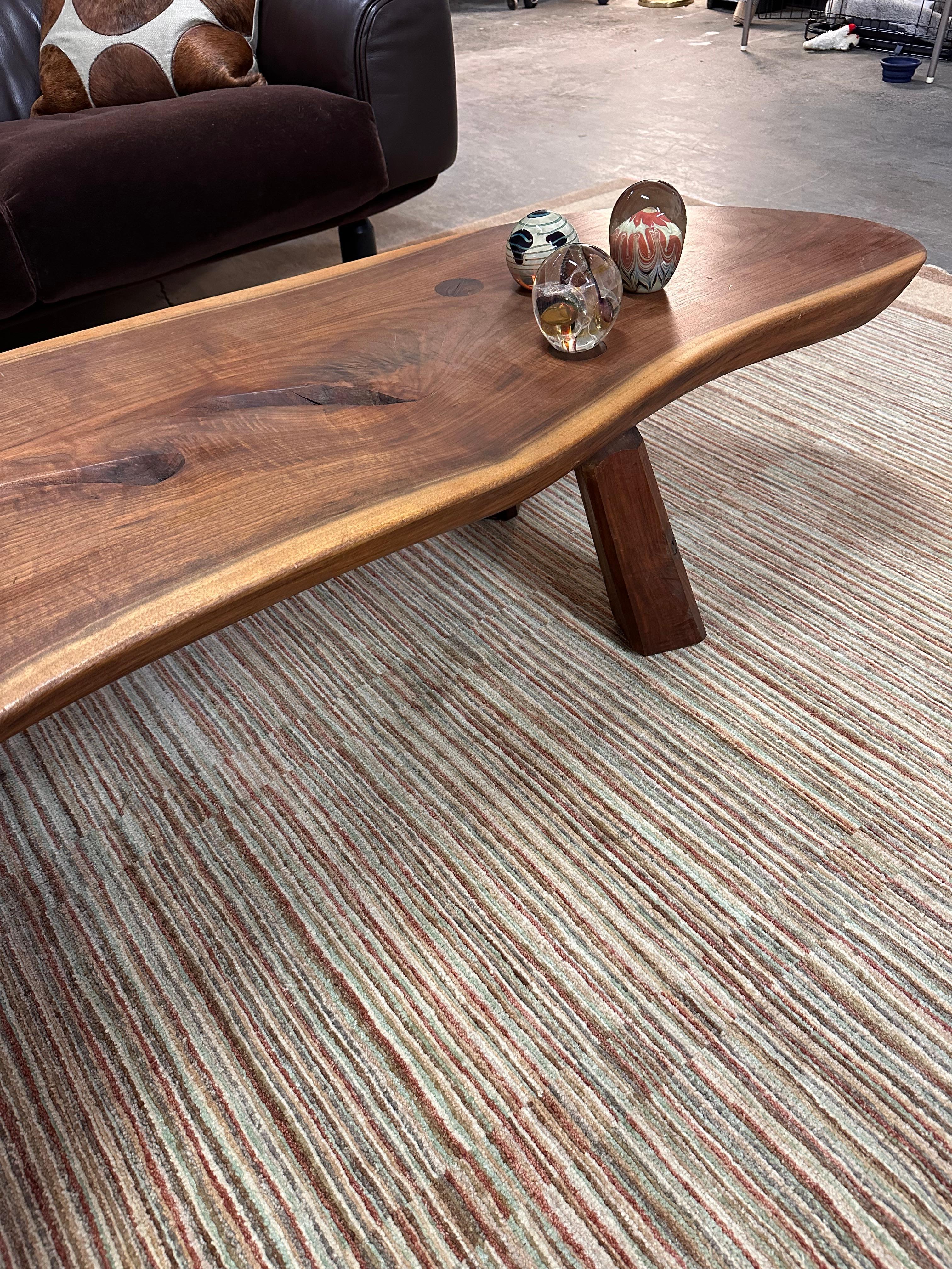 Nakashima Style Live Edge Walnut Slab Coffee Table For Sale 9