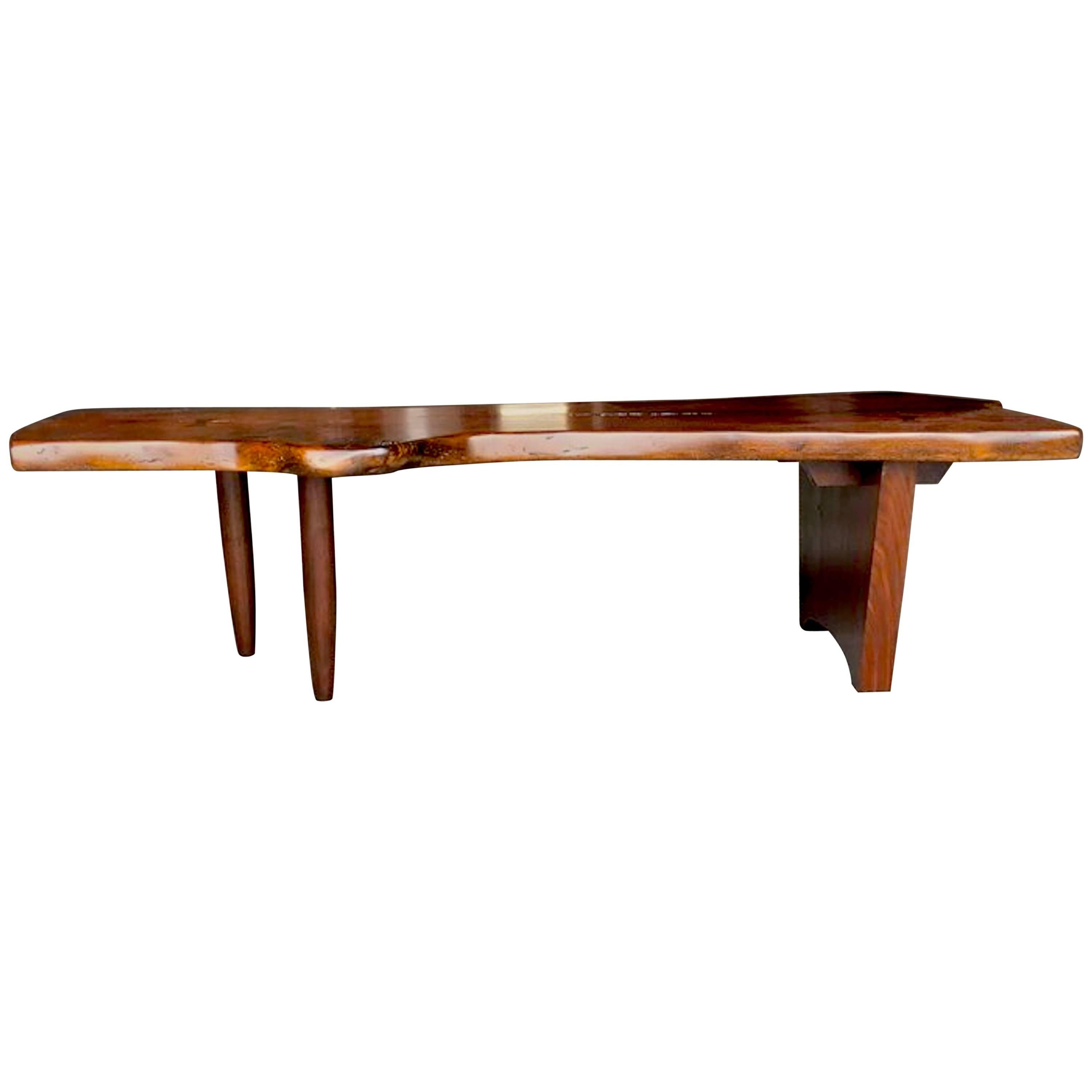 Nakashima Style Live Edge Walnut Slab Coffee Table For Sale