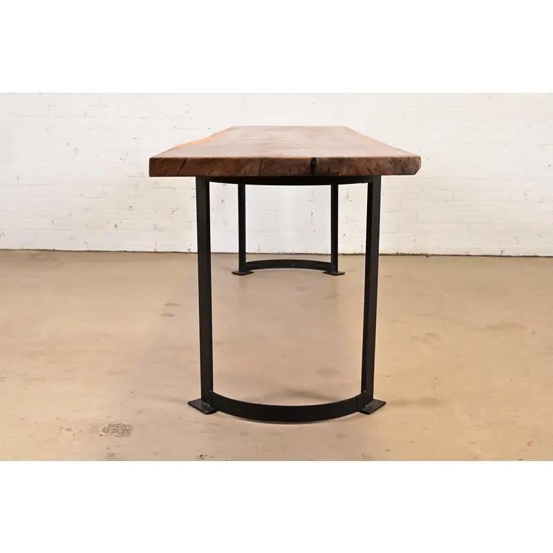 Nakashima Style Modern Studio Crafted Monumental Solid Walnut Slab Console Table For Sale 7