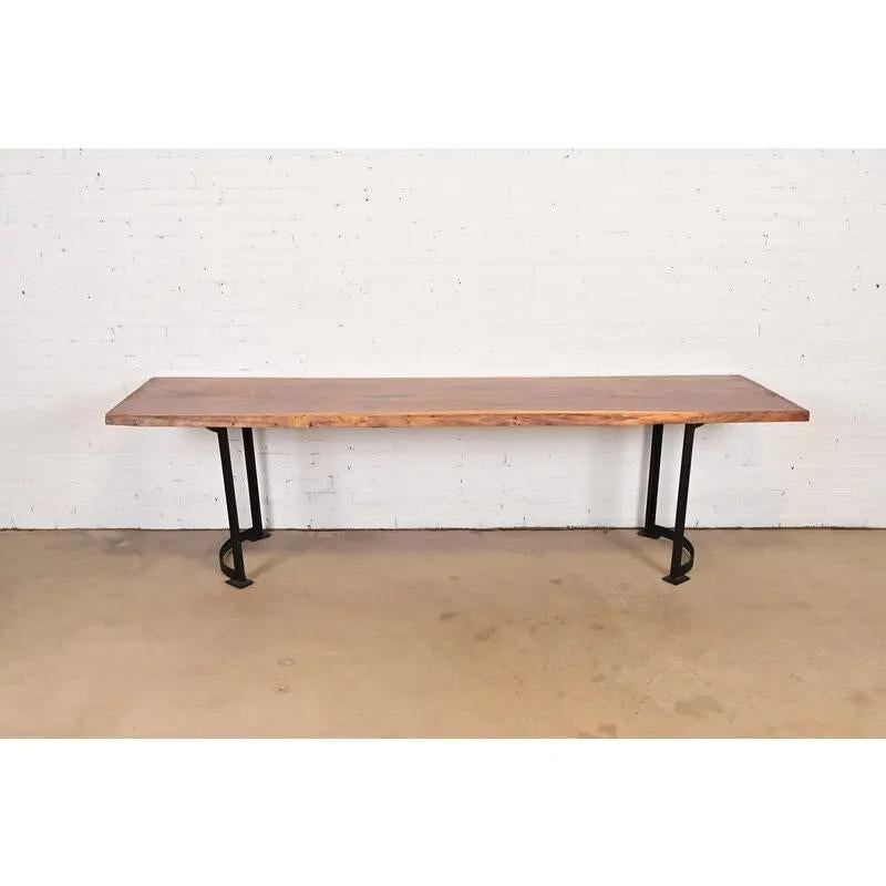 American Nakashima Style Modern Studio Crafted Monumental Solid Walnut Slab Console Table For Sale