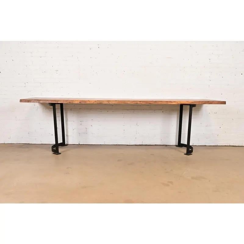 Nakashima Style Modern Studio Crafted Monumental Solid Walnut Slab Console Table In Good Condition For Sale In South Bend, IN